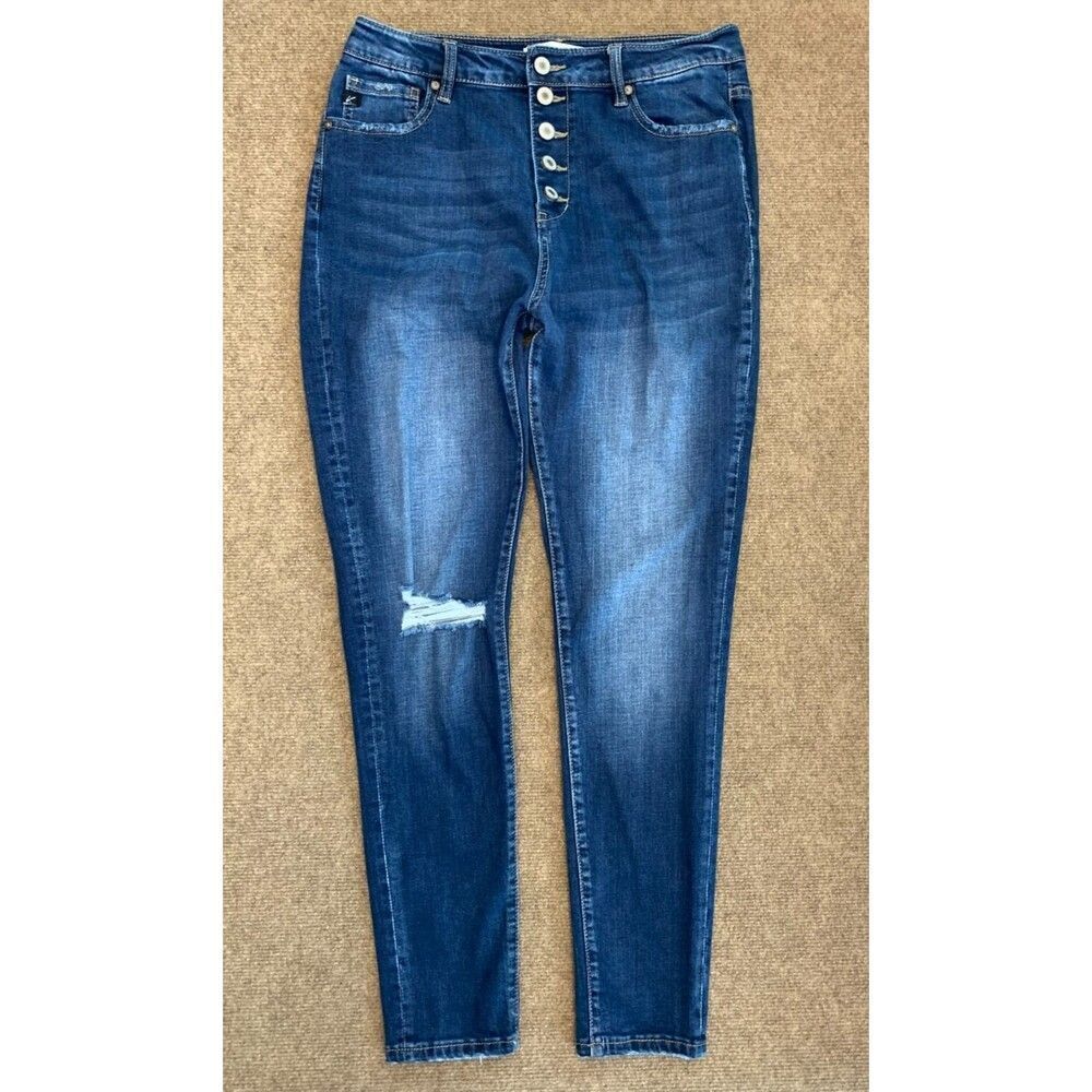 KanCan Wesley Curvy Skinny Jeans Womens 11/29 High Rise Button Fly Distressed